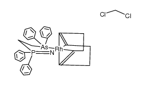 NPPh2(CH2)2AsPh2Rh(cod)*CH2Cl2 Structure