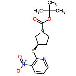 (R)-3-(3-Nitro-pyridin-2-ylsulfanyl)-pyrrolidine-1-carboxylic acid tert-butyl ester结构式