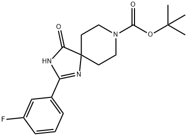 tert-Butyl2-(3-fluorophenyl)-4-oxo-1,3,8-triazaspiro[4.5]dec-1-ene-8-carboxylate Structure