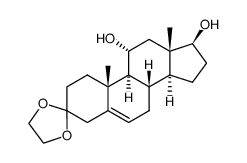 3,3-ethanediyldioxy-androst-5-ene-11α,17β-diol结构式