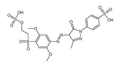 4-[4-[[2,5-dimethoxy-4-[[2-(sulphooxy)ethyl]sulphonyl]phenyl]azo]-4,5-dihydro-3-methyl-5-oxo-1H-pyrazol-1-yl]benzenesulphonic acid结构式