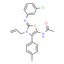 N-[(2Z)-2-[(3-chlorophenyl)imino]-4-(4-methylphenyl)-3-(prop-2-en-1-yl)-2,3-dihydro-1,3-thiazol-5-yl]acetamide结构式