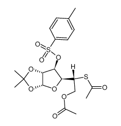 6-O-acetyl-5-S-acetyl-1,2-O-isopropylidene-5-thio-3-O-toluene-p-sulphonyl-α-glucofuranose结构式