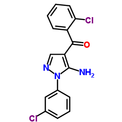 (5-AMINO-1-(3-CHLOROPHENYL)-1H-PYRAZOL-4-YL)(2-CHLOROPHENYL)METHANONE Structure