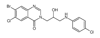 7-bromo-6-chloro-3-[3-(4-chloro-anilino)-2-hydroxy-propyl]-3H-quinazolin-4-one结构式