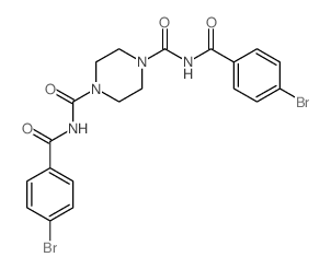 N,N-bis(4-bromobenzoyl)piperazine-1,4-dicarboxamide结构式