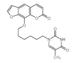 2,4(1H,3H)-Pyrimidinedione, 5-methyl-1-(6-((7-oxo-7H-furo(3,2-g)(1)benzopyran-9-yl)oxy)hexyl)-结构式