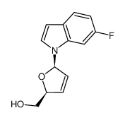 1-(2',3'-dideoxy-β-D-glycero-pent-2-enofuranosyl)-6-fluoroindole结构式