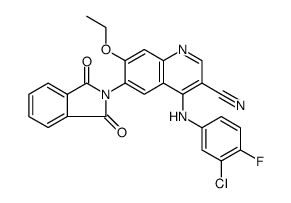3-Quinolinecarbonitrile, 4-[(3-chloro-4-fluorophenyl)amino]-6-(1,3-dihydro-1,3-dioxo-2H-isoindol-2-yl)-7-ethoxy Structure