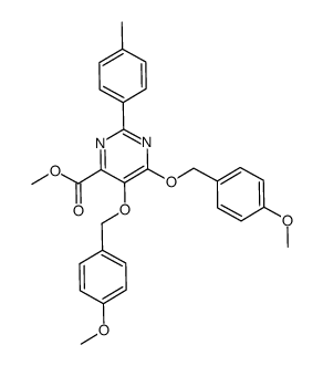 5,6-bis-(4-methoxy-benzyloxy)-2-p-tolyl-pyrimidine-4-carboxylic acid methyl ester结构式