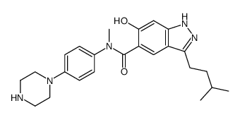 5-{N-[4-(piperazin-1-yl)phenyl]-N-methylaminocarbonyl}-3-(3-methylbutyl)-6-hydroxy-1H-indazole结构式