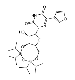 5-(3-furyl)-1-<(3',5'-tetraisopropyldisiloxane-1,3-diyl)-β-D-ribofuranosyl>-6-azauracil结构式