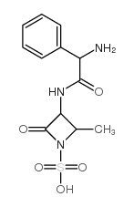 3-(2-amino-2-phenylacetamido)-2-methyl-4-oxo-1-azetidinesulfonic acid structure