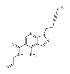 4-amino-1-pent-3-ynyl-N-prop-2-enylpyrazolo[3,4-b]pyridine-5-carboxamide Structure