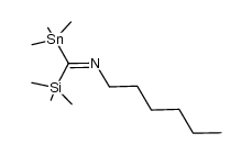 N-((trimethylsilyl)(trimethylstannyl)methylene)hexan-1-amine结构式