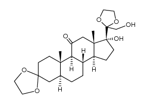 3,3,20,20-bis-ethanediyldioxy-17,21-dihydroxy-5α-pregnan-11-one结构式