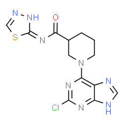 1-(2-chloro-9H-purin-6-yl)-N-[(2E)-1,3,4-thiadiazol-2(3H)-ylidene]piperidine-3-carboxamide结构式