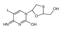 4-amino-1-[(2S,5R)-2-(hydroxymethyl)-1,3-oxathiolan-5-yl]-5-iodopyrimidin-2-one结构式