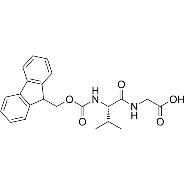 (S)-2-(2-((((9H-芴-9-基)甲氧基)羰基)氨基)-3-甲基丁酰胺基)乙酸结构式