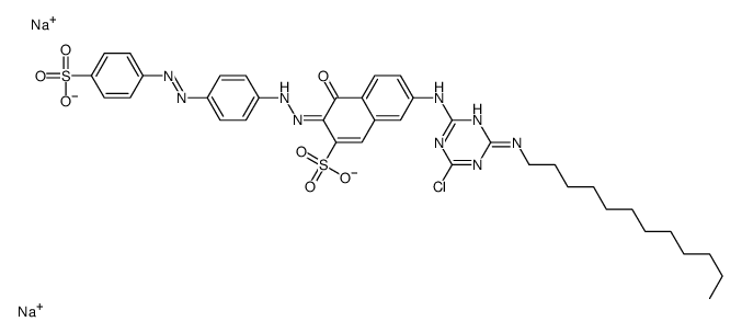 Disodium 7-[[4-chloro-6-(dodecylamino)-1,3,5-triazin-2-yl]amino]-4-hydroxy-3-[[4-[(4- sulphophenyl)azo]phenyl]azo-2-naphthalenesulfonate结构式