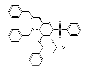 2-O-Acetyl-3,4,6-tri-O-benzyl-β-D-glucopyranosyl phenyl sulfone结构式