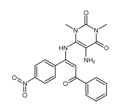 4-nitro-β-(5-amino-6-imino-1,3-dimethyluracil)chalcone结构式