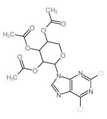 9H-Purine,2,6-dichloro-9-(2,3,4-tri-O-acetyl-b-D-ribopyranosyl)- (9CI)结构式