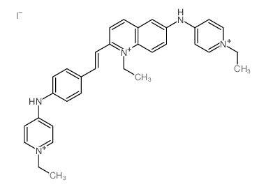 Quinolinium,1-ethyl-6-[(1-ethylpyridinium-4-yl)amino]-2-[2-[4-[(1-ethylpyridinium-4-yl)amino]phenyl]ethenyl]-,iodide (1:3) structure