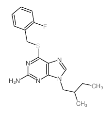 9H-Purin-2-amine,6-[[(2-fluorophenyl)methyl]thio]-9-(2-methylbutyl)- Structure