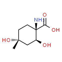 Cyclohexanecarboxylic acid, 1-amino-2,4-dihydroxy-4-methyl-, (1R,2S,4R)-rel- structure