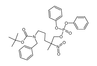 5-[N-benzyl-(N-tert-butyloxycarbonyl)]amino-2-methyl-2-nitro-1-(diphenylphosphatoxy)-pentane结构式