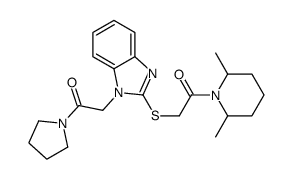 Piperidine, 2,6-dimethyl-1-[[[1-[2-oxo-2-(1-pyrrolidinyl)ethyl]-1H-benzimidazol-2-yl]thio]acetyl]- (9CI) picture