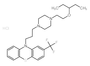 10H-Phenothiazine, 10-[3-[4-[2-(1-ethylpropoxy)ethyl]-1-piperazinyl]propyl]-2-(triflu oromethyl)-, dihydrochloride结构式
