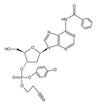 3'-Adenylic acid, N-benzoyl-2'-deoxy-, 4-chlorophenyl 2-cyanoethyl ester结构式