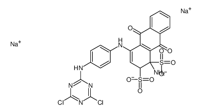 disodium 1-amino-4-[[4-[(4,6-dichloro-1,3,5-triazin-2-yl)amino]phenyl]amino]-9,10-dihydro-9,10-dioxoanthracenedisulphonate Structure