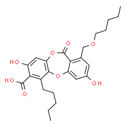 3,8-Dihydroxy-1-pentoxymethyl-6-pentyl-11-oxo-11H-dibenzo[b,e][1,4]dioxepin-7-carboxylic acid structure