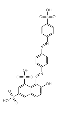 Trisodium 7-hydroxy-8-((4-((4-sulphonatophenyl)azo)phenyl)azo)naphthalene-1,3-disulphonate Structure