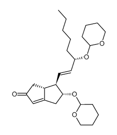 (3'S)-7α-[(Tetrahydropyran-2-yl)oxy]-6β-[3'-[(tetrahydropyran-2-yl)oxy]-trans-1'-octenyl]-bicyclo[3.3.0]oct-1-en-3-one结构式