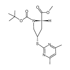 (4S)-N-Boc-4-[2-(4,6-dimethylpyrimidyl)-thio]-L-proline methyl ester结构式