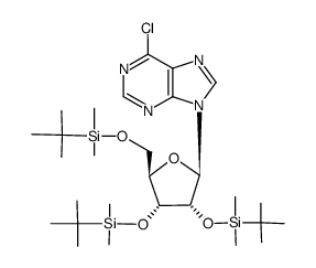 6-chloro-2',3',5'-tris-O-(tert-butyldimethylsilyl)-9-β-D-ribofuranosyl-9H-purine Structure