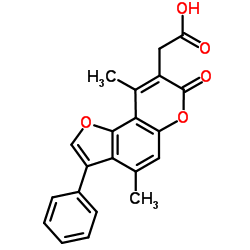 (4,9-Dimethyl-7-oxo-3-phenyl-7H-furo[2,3-f]-chromen-8-yl)acetic acid结构式