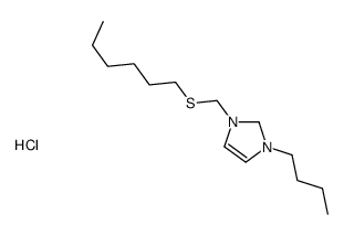 1-butyl-3-(hexylsulfanylmethyl)-1,2-dihydroimidazol-1-ium,chloride Structure