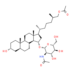 [(25R)-26-(Acetyloxy)-3α-hydroxy-5α-cholestan-15α-yl]2-(acetylamino)-2-deoxy-β-D-glucopyranoside结构式
