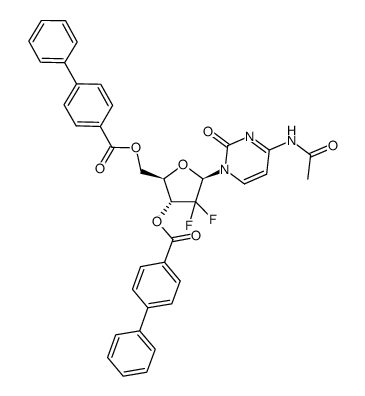 1-(2'-deoxy-2',2'-difluoro-3,5-di-(4-phenyl)benzoyl-β-D-arabinofuranosyl)-4-acetylaminopyrimidine-2-one Structure