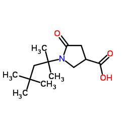 5-Oxo-1-(2,4,4-trimethyl-2-pentanyl)-3-pyrrolidinecarboxylic acid结构式