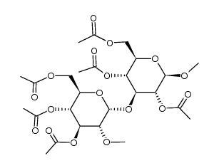 methyl 2,4,6-tri-O-acetyl-3-O-(3,4,6-tri-O-acetyl-2-O-methyl-α-D-glucopyranosyl)-β-D-glucopyranoside Structure