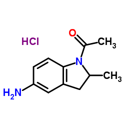 1-(5-Amino-2-methyl-2,3-dihydro-1H-indol-1-yl)ethanone hydrochloride (1:1) Structure