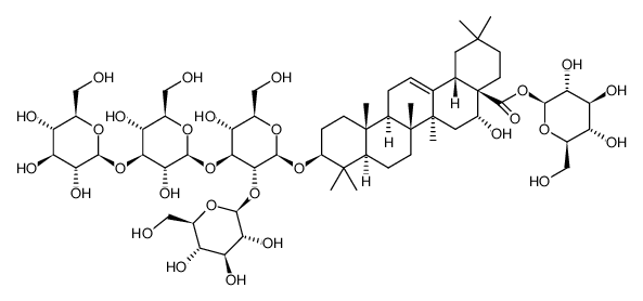 1-O-[(3β,16α)-3-{[β-D-glucopyranosyl-(1→2)-[β-D-glucopyranosyl-(1→3)-β-D-glucopyranosyl-(1→3)]-β-D-glucopyranosyl]oxy}-16-hydroxy-28-oxoolean-12-en-28-yl]-β-D-glucopyranose Structure