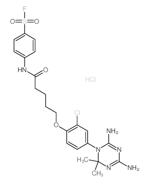 Benzenesulfonylfluoride,4-[[5-[2-chloro-4-(4,6-diamino-2,2-dimethyl-1,3,5-triazin-1(2H)-yl)phenoxy]-1-oxopentyl]amino]-,hydrochloride (1:1)结构式