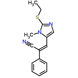 (2Z)-3-[2-(Ethylsulfanyl)-1-methyl-1H-imidazol-5-yl]-2-phenylacrylonitrile结构式